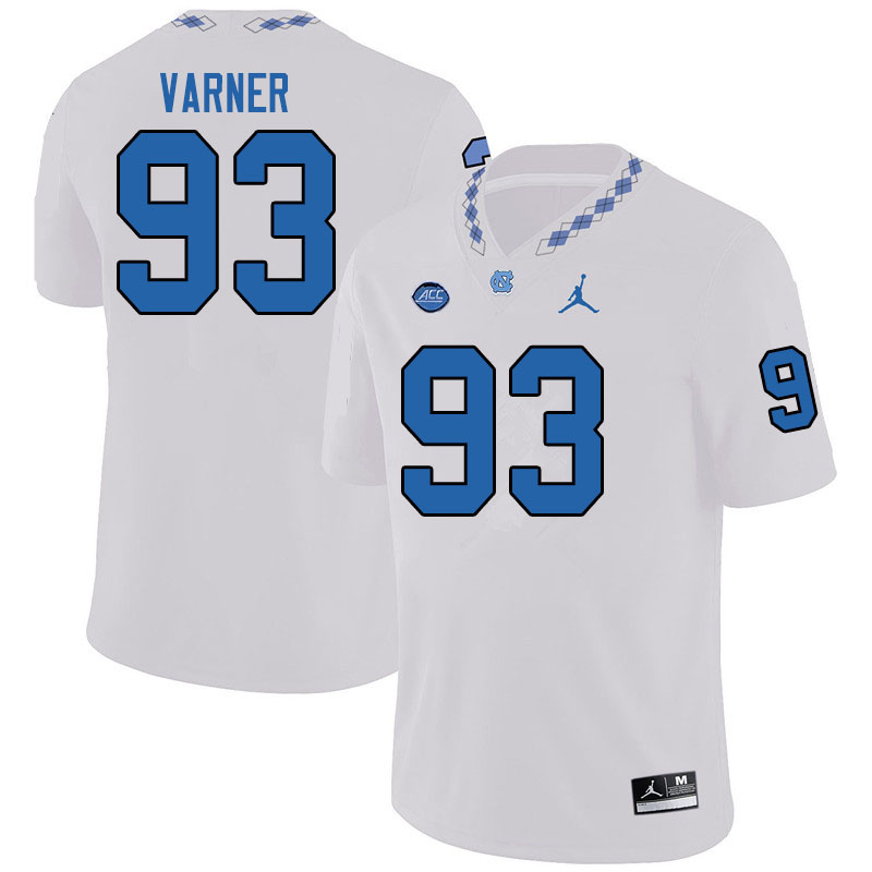 Jordan Brand Men #93 Kristian Varner North Carolina Tar Heels College Football Jerseys Sale-White